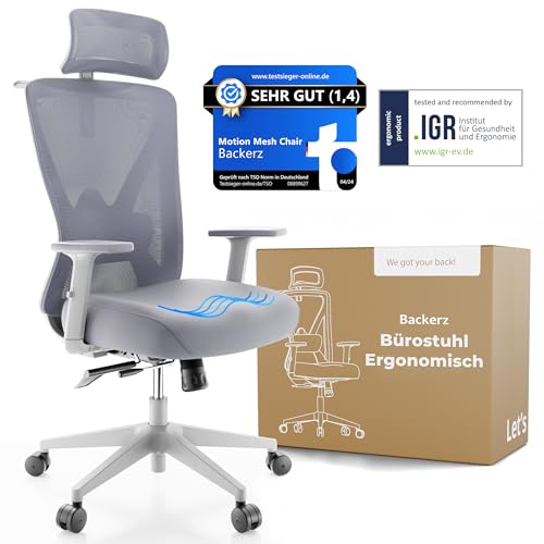 Backerz Bürostuhl Ergonomisch - Bürostühle 150kg, NEN 1335 Zertifiziert - Office Schreibtischstuhl - Chair - Ergonomischer Bürostuhl – Computerstuhl Höhenverstellbar & Rückenschonend – Weiß Backerz Bürostuhl Ergonomisch - Bürostühle 150kg, NEN 1335 Zertifiziert - Office Schreibtischstuhl - Chair - Ergonomischer Bürostuhl – Computerstuhl Höhenverstellbar & Rückenschonend – Weiß von Backerz