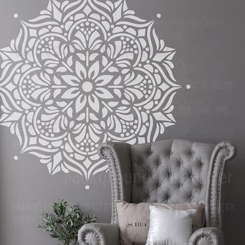 100cm Huge Giant Mandala Ceiling Indian Arabic Ethnic Round Schablonen Schablone Für Wände Große Mandala Dekor Nische Wandvorlagen Malerei Farbe Große Dekoration Rahmen Fliesen Holz Mandalas von 壁涂鸥 BackgroundTurnOver