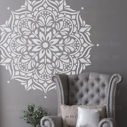 120cm Huge Giant Mandala Ceiling Indian Arabic Ethnic Round Schablone Schablonen Für Wände Große Vorlage Wiederverwendbare Dekor Bodenfliesen Muster Möbel Muster Mandala Nische Wand Holz von 壁涂鸥 BackgroundTurnOver