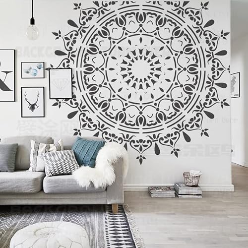 240cm Huge Giant Mandala Henna Indian Arabic Ethnic Round Flower Lotus Schablone Schablonen Mandala Farbe Groß Für Wände Große Dekor Möbel Vorlage Nische Wand Bodenfliesen Dekoration Rahmen von 壁涂鸥 BackgroundTurnOver