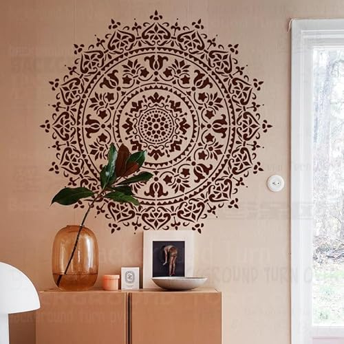 80cm Mandala Indian Arabic Ethnic Round Schablone Schablonen Für Wände Große Farbe Große Vorlage Wiederverwendbare Mandala Bodenbelag Vorlagen Malerei Dekoration Rahmen Fliesen Holz Mandalas von BackgroundTurnOver