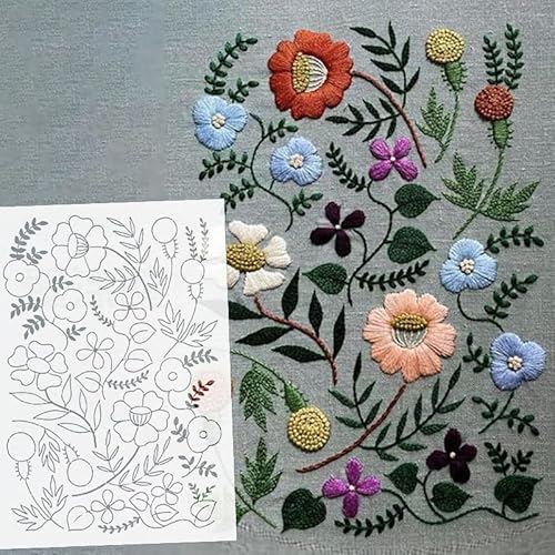 S603 Stoff-Schablone mit botanischem Garten, 57 cm, übergroße wiederverwendbare Wandmalerei-Vorlage für Möbel-Makeover von 壁涂鸥 BackgroundTurnOver
