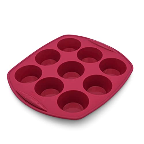 Backhaus Muffinform - Antihaft Silikon Backform für 9 Brownies, Muffins oder Cupcakes aus Platinum Silikon | Rot von Backhaus