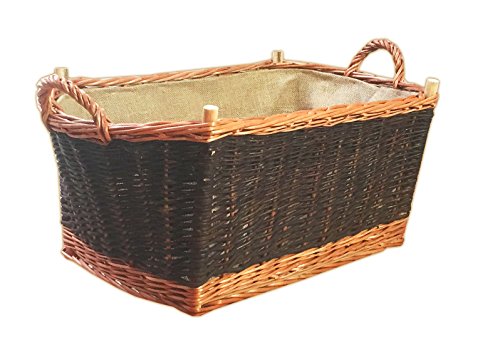 Backideen Kaminholzkorb rechteckig, Dunkelbraun, T 70cm x B 40cm x H 30/34cm von Backideen