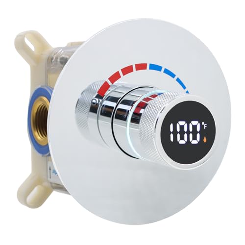 Duschventil mit rundem Digitalanzeige, Duschumsteller, Einweg, Mischventil, verdeckte Installation in der Wand, für Badezimmer, poliertes Chrom Duschventil mit rundem Digitalanzeige, Duschumsteller, Einweg, Mischventil, verdeckte Installation in der Wand, für Badezimmer, poliertes Chrom von Backnets