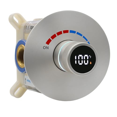 Rundes Duschventil mit Digitalanzeige, Duschumsteller, Einwegdusche, Mischventil, verdeckte Installation in der Wand für Badezimmer, gebürstetes Nickel Rundes Duschventil mit Digitalanzeige, Duschumsteller, Einwegdusche, Mischventil, verdeckte Installation in der Wand für Badezimmer, gebürstetes Nickel von Backnets