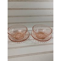 Kaffeetasse Teetasse Ersatz 4 Vtg Arcoroc Frankreich Pink Glass Swirl Rosaline Dessert 2 Obst Müslischale Untertasse. Zustand Ist Gebraucht von BacktoyouShop