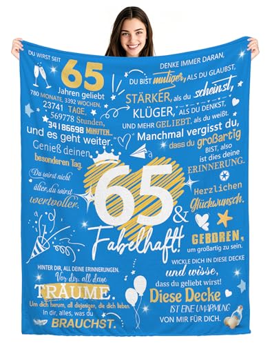 65. Geburtstag Decke Tagesdecken für Frauen Männer alles Gute zum Geburtstag Geschenke für 65 Jahre alt Mama Papa Tante Onkel Frau Ehemann Oma Opa Freunde Kollegen Inspirierende Geschenke (65) von Bacmaxom