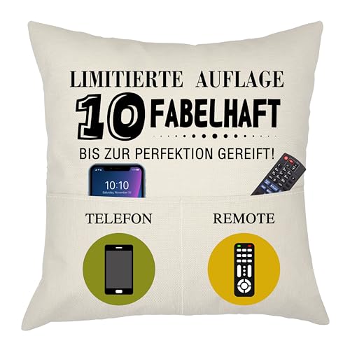 Bacmaxom 10. Geburtstag Kissenbezug für Mädchen Jungen Happy Birthday für 10 Limited Edition Tasche Kissenbezug für 10 Jahre alt(10) von Bacmaxom