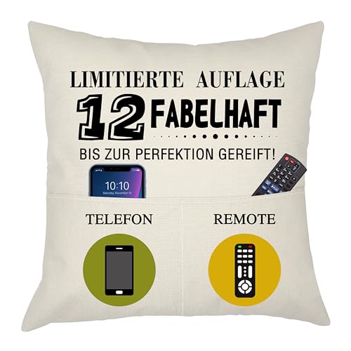 Bacmaxom 12. Geburtstag Kissenbezug für Mädchen Jungen Happy Birthday für 12 Limited Edition Tasche Kissenbezug für 12 Jahre alt (12) von Bacmaxom