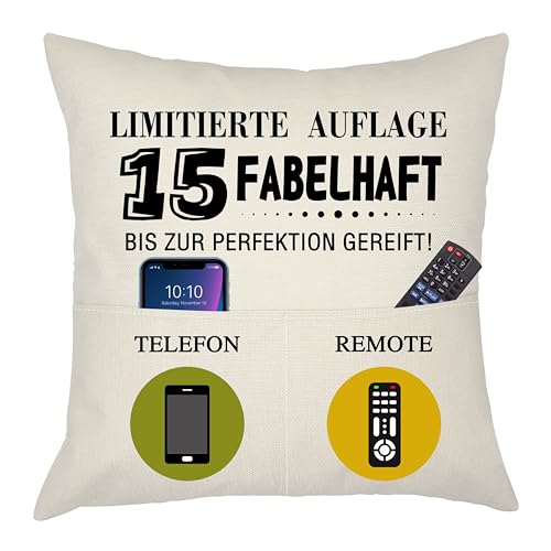 Bacmaxom 15. Geburtstag Kissenbezug für Teenager Mädchen Jungen Alles Gute zum Geburtstag für 15 Limited Edition Tasche Kissenbezug für 15 Jahre alt(15) von Bacmaxom