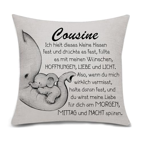 Bacmaxom Schöne Geschenk für Cousine Elefant Cartoon Kissenbezug für Cousine Geburtstag Geschenk Weihnachten Geschenk (Cousine) von Bacmaxom