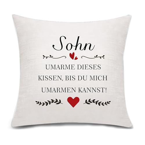 Bacmaxom Geschenk für Sohn von Mama Papa Umarmung Kissenbezug für Sohn Süße Sohn Geschenk Geburtstag Geschenk Familie Geschenk Graduierung Geschenk (Sohn) von Bacmaxom