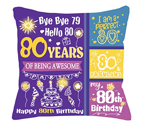 Bacmaxom Geschenke zum 80. Geburtstag, Dekorationen, bunt, doppelseitig, Geburtstag, 45,7 x 45,7 cm – 80. Geburtstag, 80. Geburtstag, Geschenkideen für Frauen und Männer (80.) von Bacmaxom