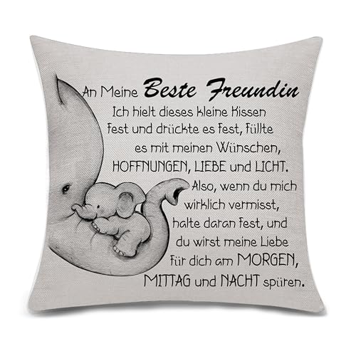 Bacmaxom Schöne Geschenk für Beste Freundin Elefant Cartoon Kissenbezug für Bestie Freundschaft Geschenk für Frauen Mädchen Geburtstag Geschenk (Beste Freundin) von Bacmaxom