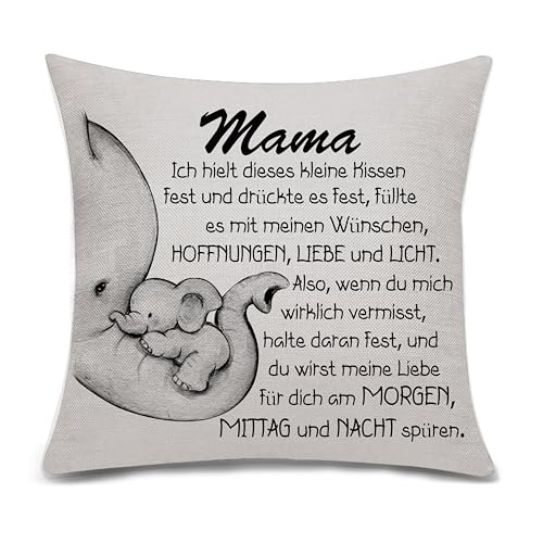 Bacmaxom Schöne Geschenk für Mama von Tochter Sohn Elefant Cartoon Kissenbezug für Mama Geburtstag Geschenk (Mama) von Bacmaxom