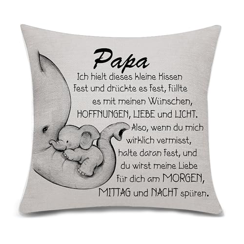 Bacmaxom Schöne Geschenk für Papa von Tochter Sohn Elefant Cartoon Kissenbezug für Papa Geburtstag Geschenk (Papa) von Bacmaxom
