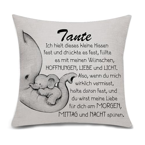 Bacmaxom Schöne Geschenk für Tante von Nichte Neffe Elefant Cartoon Kissenbezug für Tante Geburtstag Geschenk (Tante) von Bacmaxom