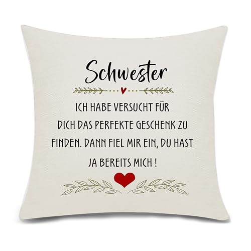 Bacmaxom lustige Schwester Kissenbezug von Schwester oder Bruder große kleine Schwester Seele Schwester Beste Schwester Geschenk für Geburtstag Graduierung Neujahr Weihnachten(Schwester) von Bacmaxom