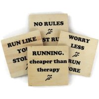 Laufgeschenk Für Läufer Holz Untersetzer Getränke Untersetzer 5K Geschenk Halbmarathon Straßenrennen 4Er Set von BadDaddysWood
