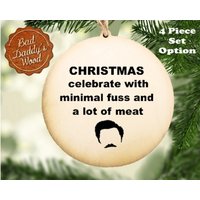 Ron Swanson Geschenk Ornament Parks Und Erholung Weihnachten Ornamente Holz Ornament - Fleisch 4 Stück Set Verfügbar von BadDaddysWood