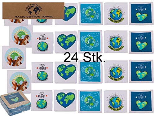 Bada Bing 24er Set Magisches Handtuch Zauberhandtuch 30 x 30 Save The Planet Unisex Trend 04 von Bada Bing