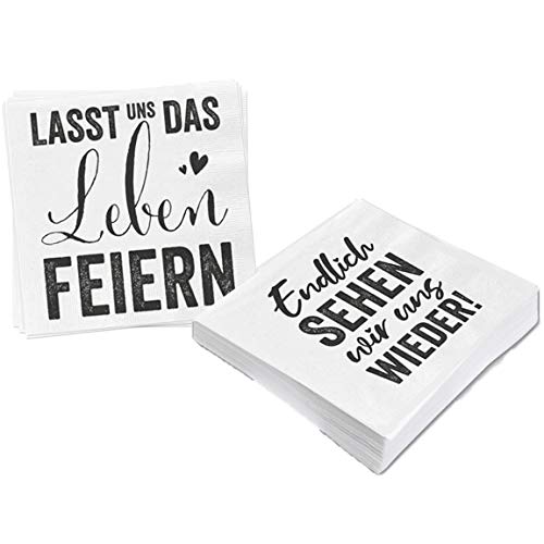 Bada Bing 2er Set Mit 40 Stück Servietten Spruch Weiß Edel Papierservietten "Endlich sehen wir uns wieder" "Lasst uns das Leben feiern" 40 Bada Bing 2er Set Mit 40 Stück Servietten Spruch Weiß Edel Papierservietten "Endlich sehen wir uns wieder" "Lasst uns das Leben feiern" 40 von Bada Bing