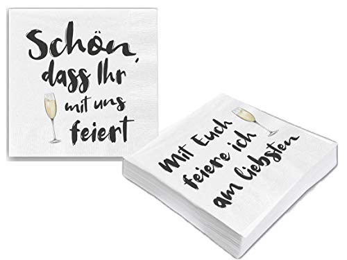 Bada Bing 2er Set mit 40 Stück Servietten Spruch Weiß Edel Papierservietten "Mit Euch feier ich am liebsten" "Schön, dass Ihr mit uns feiert" Partyservietten Geburtstag Jubiläum Hochzeit Sekt 80 Bada Bing 2er Set mit 40 Stück Servietten Spruch Weiß Edel Papierservietten "Mit Euch feier ich am liebsten" "Schön, dass Ihr mit uns feiert" Partyservietten Geburtstag Jubiläum Hochzeit Sekt 80 von Bada Bing