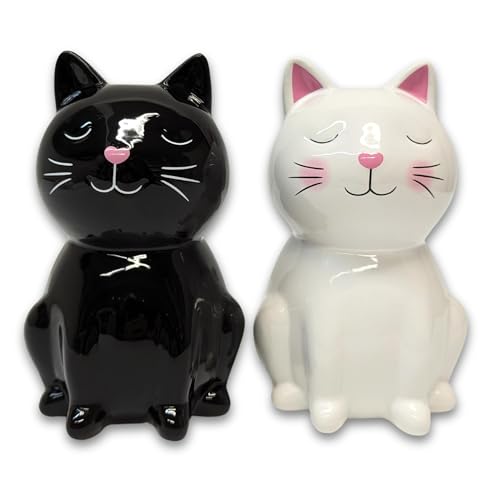 Bada Bing 2er Set niedliche Spardose Katze - zuckersüßes Sparschwein als Kätzchen mit Schlüssel - Tier Sparbüchse abschließbar aus Keramik - zuckersüßes Deko Figur Geschenk für Tier-Liebhaber von Bada Bing