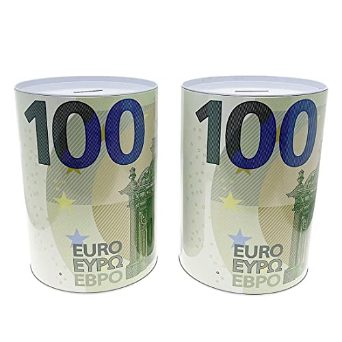 Bada Bing 2er Set XXL Spardose aus Metall - Einzigartiges Geldgeschenk in Form eines 100 Euro Geldscheins - Sparbüchse Grün - Reisekasse Sparschwein - Ideal für Geburtstag Weihnachten Jubiläum von Bada Bing