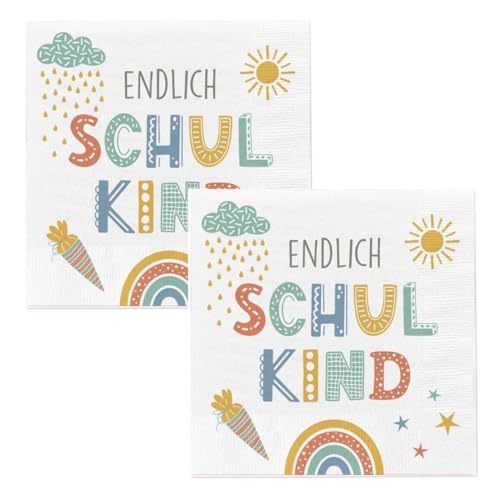 Bada Bing 2er Set mit 40 Stück Servietten mit Spruch ENDLICH SCHULKIND - Tischdekoration für die Einschulung Schulanfang - Moderne weiße Papierservietten als Tischdeko - Party Feiern Deko Vintage Bada Bing 2er Set mit 40 Stück Servietten mit Spruch ENDLICH SCHULKIND - Tischdekoration für die Einschulung Schulanfang - Moderne weiße Papierservietten als Tischdeko - Party Feiern Deko Vintage von Bada Bing