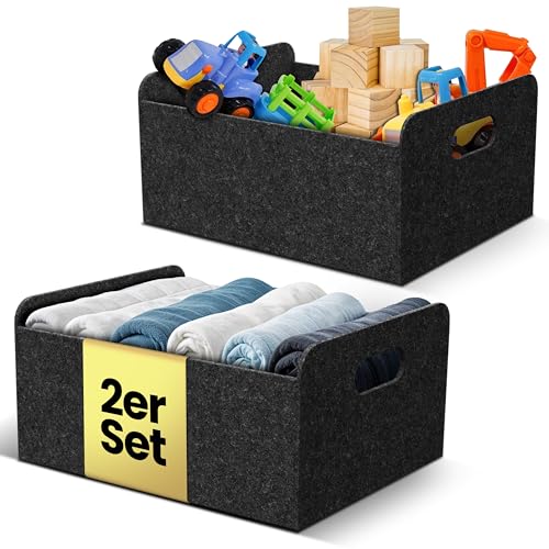Bada Bing 2er Set stabiler Filzkorb in anthrazit für Regal und Kleiderschrank - faltbarer Organizer - kleiner Faltkorb zur Aufbewahrung - Aufbewahrungsbox aus Filz Korb Box Bada Bing 2er Set stabiler Filzkorb in anthrazit für Regal und Kleiderschrank - faltbarer Organizer - kleiner Faltkorb zur Aufbewahrung - Aufbewahrungsbox aus Filz Korb Box von Bada Bing
