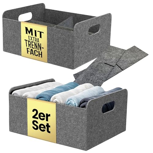 Bada Bing 2er Set stabiler Filzkorb in grau für Regal und Kleiderschrank - faltbarer Organizer mit Unterteilung - kleiner Faltkorb zur Aufbewahrung - Aufbewahrungsbox aus Filz Korb Box Bada Bing 2er Set stabiler Filzkorb in grau für Regal und Kleiderschrank - faltbarer Organizer mit Unterteilung - kleiner Faltkorb zur Aufbewahrung - Aufbewahrungsbox aus Filz Korb Box von Bada Bing