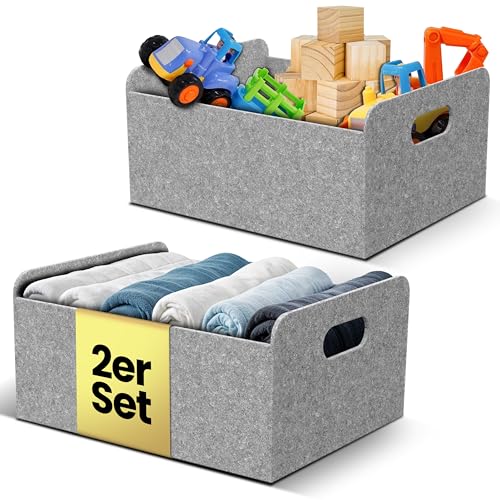 Bada Bing 2er Set stabiler Filzkorb in hellgrau für Regal und Kleiderschrank - faltbarer Organizer - kleiner Faltkorb zur Aufbewahrung - Aufbewahrungsbox aus Filz Korb Box Bada Bing 2er Set stabiler Filzkorb in hellgrau für Regal und Kleiderschrank - faltbarer Organizer - kleiner Faltkorb zur Aufbewahrung - Aufbewahrungsbox aus Filz Korb Box von Bada Bing