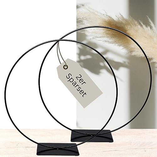 Bada Bing 2er Sparset Dekoring mit Fuß in schwarz - Metallring zum Hinstellen mit Ø ca. 30 cm - vielseitige Dekoration für Trockenblumen Kranz - Tischdeko Deko Frühling - Ring zum DIY Basteln von Bada Bing