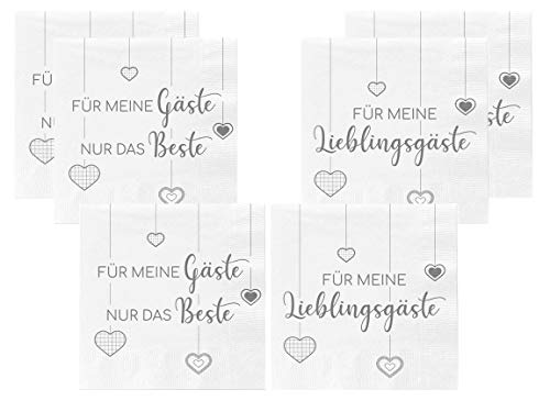 Bada Bing 6er Set Mit 120 Stück Servietten Spruch Weiß Edel Papierservietten "Für meine Lieblingsgäste" UND "Für meine Gäste nur das Beste" Für Eine Stilvolle Tischdekoration 46 von Bada Bing