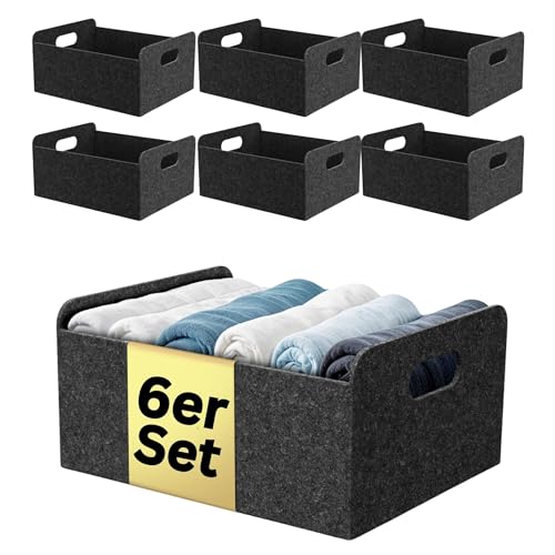 Bada Bing 6er Set stabiler Filzkorb in anthrazit für Regal und Kleiderschrank - faltbarer Organizer - kleiner Faltkorb zur Aufbewahrung - Aufbewahrungsbox aus Filz Korb Box Bada Bing 6er Set stabiler Filzkorb in anthrazit für Regal und Kleiderschrank - faltbarer Organizer - kleiner Faltkorb zur Aufbewahrung - Aufbewahrungsbox aus Filz Korb Box von Bada Bing