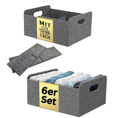 Bada Bing 6er Set stabiler Filzkorb in grau für Regal und Kleiderschrank - faltbarer Organizer mit Unterteilung - kleiner Faltkorb zur Aufbewahrung - Aufbewahrungsbox aus Filz Korb Box Bada Bing 6er Set stabiler Filzkorb in grau für Regal und Kleiderschrank - faltbarer Organizer mit Unterteilung - kleiner Faltkorb zur Aufbewahrung - Aufbewahrungsbox aus Filz Korb Box von Bada Bing