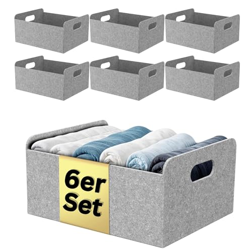 Bada Bing 6er Set stabiler Filzkorb in hellgrau für Regal und Kleiderschrank - faltbarer Organizer - kleiner Faltkorb zur Aufbewahrung - Aufbewahrungsbox aus Filz Korb Box Bada Bing 6er Set stabiler Filzkorb in hellgrau für Regal und Kleiderschrank - faltbarer Organizer - kleiner Faltkorb zur Aufbewahrung - Aufbewahrungsbox aus Filz Korb Box von Bada Bing