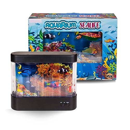 Bada Bing Aquarium Lampe für Kinder - Faszinierende Unterwasserwelt mit 360° LED-Drehung und Timer - Kinderlampe für das Kinderzimmer ca. 30x23 cm - Sealife Dekolicht Nachtlicht und Spielzeuglampe von Bada Bing
