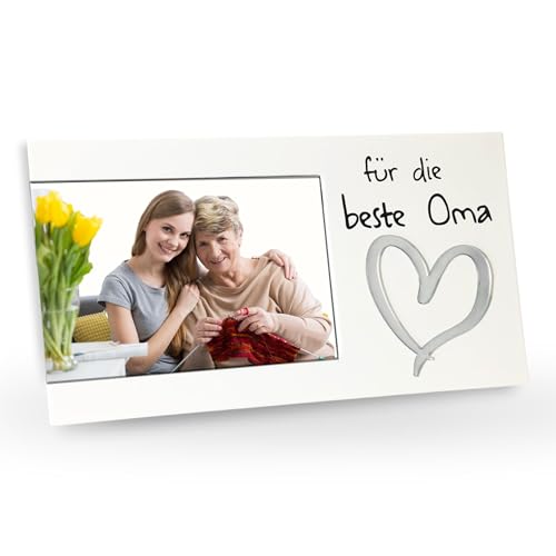 Bada Bing Bilderrahmen Fotorahmen Für die Beste Oma 25 x 13 Herz Spiegel Liebe Weiß Edel Geschenk von Bada Bing