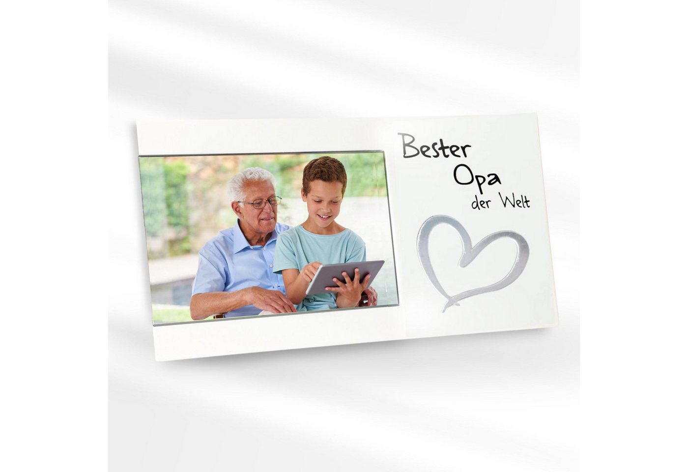 Bada Bing Bilderrahmen Fotorahmen Für Oma und Opa mit Spiegel Herz 25 x 13 cm, für 1 Bilder (Bester Opa der Welt, 1 St), Bildformat 15 x 10 cm, Fotorahmen mit Herzspiegel" von Bada Bing