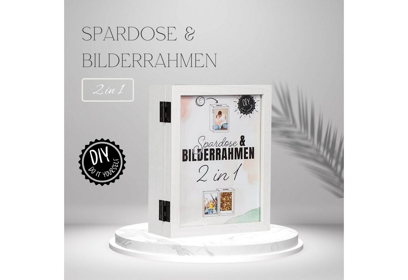 Bada Bing Bilderrahmen Spardose und Bilderrahmen in einem, für 1 Bilder, Bilderrahmen-Spardosen Kombination, 2in1 von Bada Bing