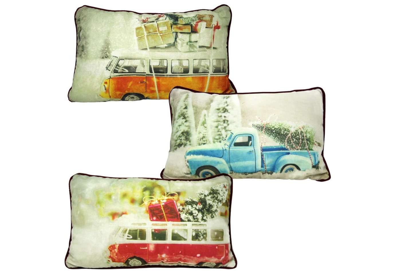 Bada Bing Dekokissen Weihnachtskissen Bulli Oldtimer Truck Retro Auto Kissen Weihnachten, 3er Set Kissenhülle mit Füllung Bada Bing Dekokissen Weihnachtskissen Bulli Oldtimer Truck Retro Auto Kissen Weihnachten, 3er Set Kissenhülle mit Füllung von Bada Bing