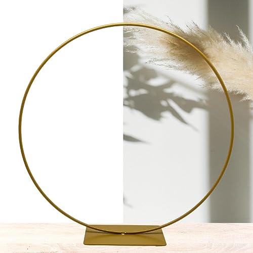 Bada Bing Dekoring mit Fuß in Gold - Metallring zum Hinstellen mit Ø ca. 30 cm - Dekoration für Trockenblumen Kranz - Deko Ostern- Ring zum DIY Basteln von Bada Bing