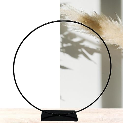 Bada Bing Dekoring mit Fuß in Schwarz - Metallring zum Hinstellen mit Ø ca. 30 cm - vielseitige Dekoration für Trockenblumen Kranz - Tischdeko Deko Frühling - Ring zum DIY Basteln von Bada Bing