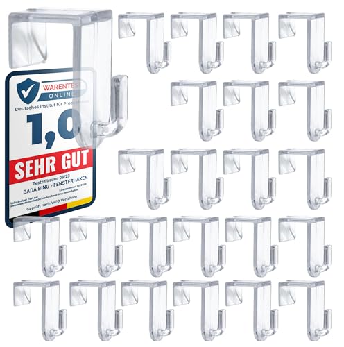 Bada Bing Fensterhaken 24er Set - Transparente Türhaken - Robuste und praktische Haken - Für jede Rahmenfarbe - Stabile Halterung Fenster - Ohne Kratzer am Fensterrahmen von Bada Bing