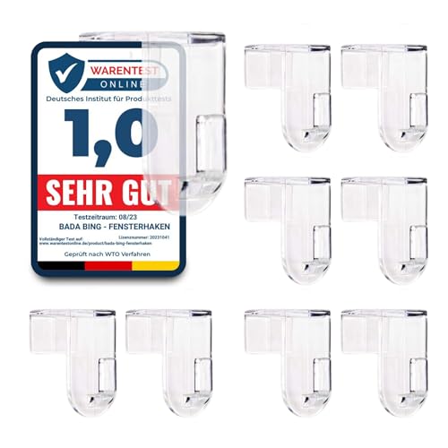 Bada Bing Fensterhaken 8er Set - Transparente Türhaken - Robuste und praktische Haken - Für jede Rahmenfarbe - Stabile Halterung Fenster - Ohne Kratzer am Fensterrahmen von Bada Bing
