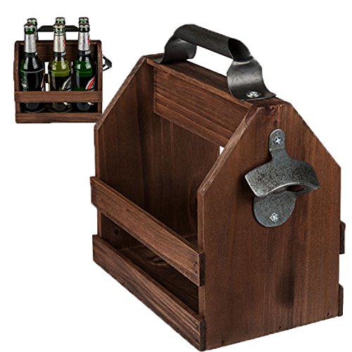 Bada Bing Flaschenhalter Holz Getränke Halter Mit Flaschenöffner Für sechs 0,33l Bier Flaschen Männer Geschenk Edel 68 von Bada Bing