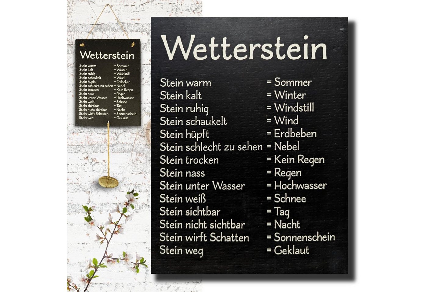 Bada Bing Hängedekoration Schiefertafel Wetterstein lustige Wetterstation mit Stein (1 St), Naturstein von Bada Bing